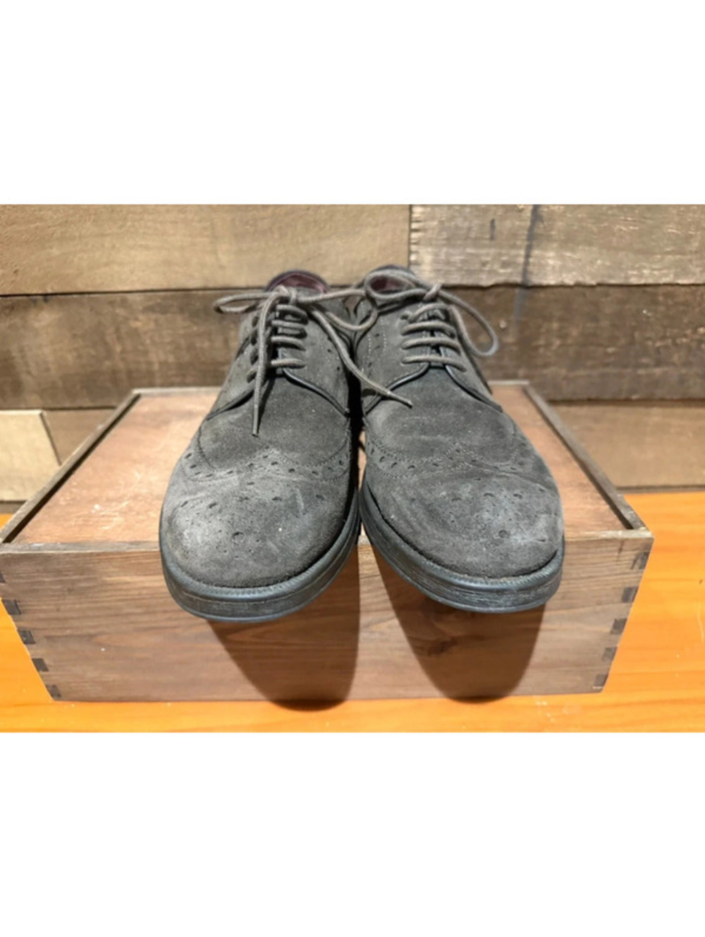 Geox Respira Men’s EU 42 / US 9 Black Suede Leather Wingtip Brogue Oxfords Shoes